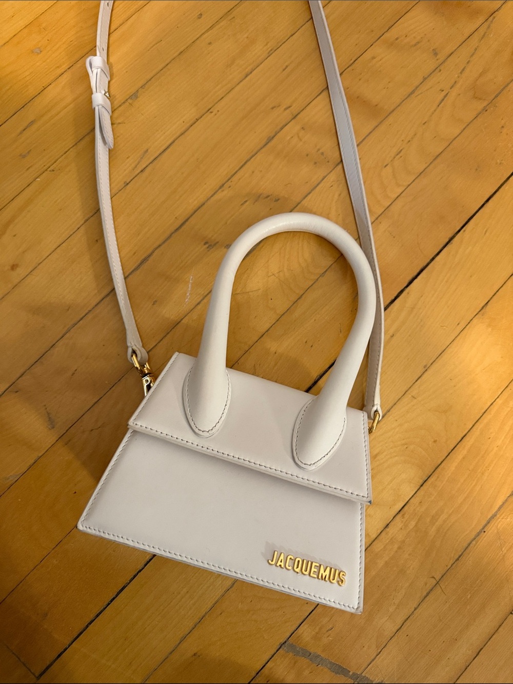 Jacquemus Cream Mini Le Chiquito Leather Top-Handle Crossbody